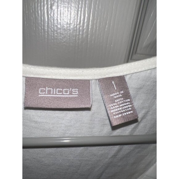 Chicos Womens Off White Sleeveless Tank Top Size 1 - Picture 4 of 4
